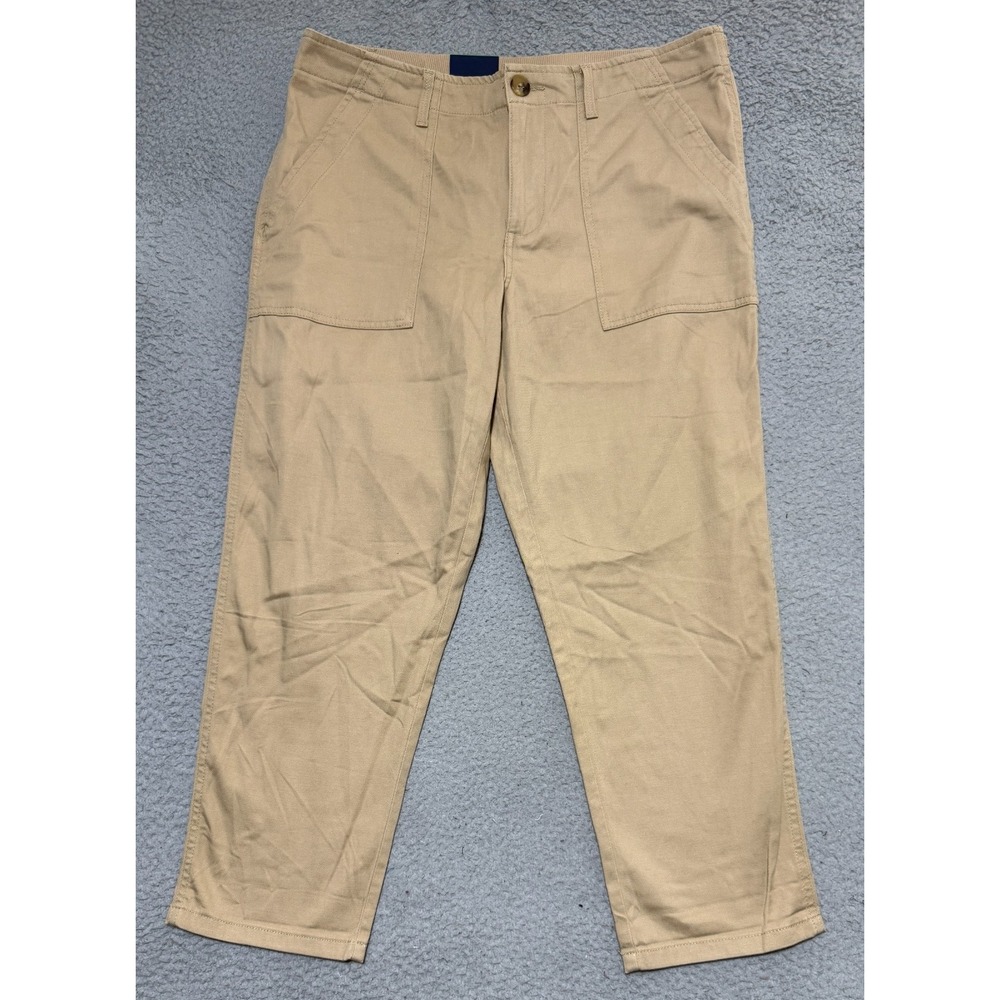 NEW Tommy Hilfiger Womens Roll Cuff Flat Front Crop Capri Pant Size XL Cornstalk